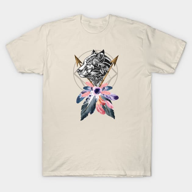 Beautiful Bear Flowers, Abstract Nature Design T-Shirt by Utopia Shop
